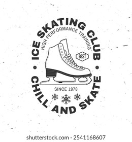 Ice Skate club logo, badge design. Concept for shirt or logo, print, stamp or tee with ice skate. Winter sport. Vector illustration.