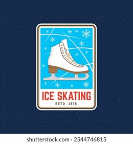 Ice Skate club logo, badge, patch design. Concept for shirt or logo, print, stamp or tee with ice skating. Winter sport. Vector illustration.