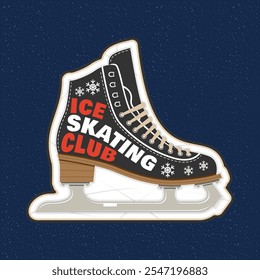 Ice Skate club logo, badge, patch design. Concept for shirt or logo, print, stamp or tee with ice skating. Winter sport. Vector illustration.