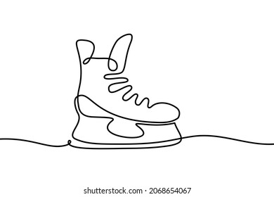 Ice skate in continuous line art drawing style  Minimalist black linear design isolated white background  Vector illustration