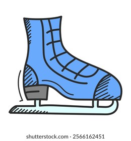 Ice skate doodle icon vector isolated. Hand-drawn illustration of a sport equipment. Shoe with a blade for ice skating.