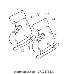 Ice Skate doodle icon with white background vector stock illustration