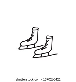 Ice skate doodle vector illustration. Figure skating elements