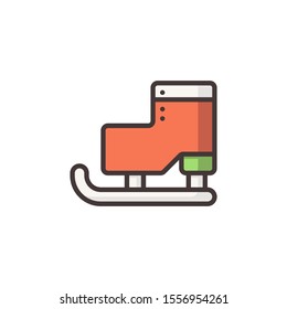 Ice Skate Filled Outline Icon with Soft Color and Detailed Shadow, Vector Editable