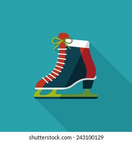 ice skate flat icon with long shadow, eps10