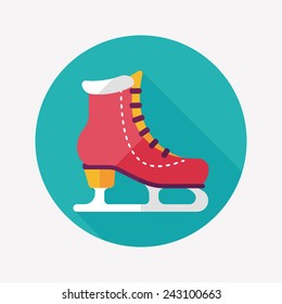 ice skate flat icon with long shadow, eps10