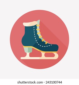 ice skate flat icon with long shadow, eps10