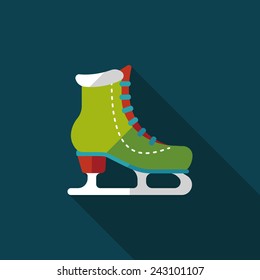 ice skate flat icon with long shadow, eps10