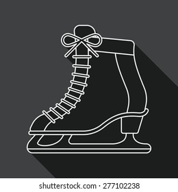 ice skate flat icon with long shadow, line icon