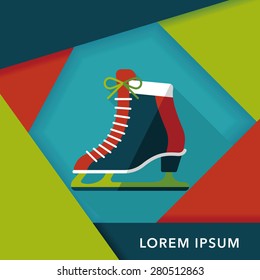 ice skate flat icon with long shadow,eps10