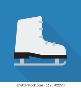 ice skate icon in flat style isolated vector illustration on blue transparent background.