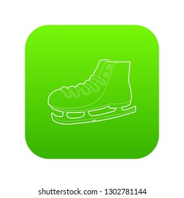 Ice skate icon green vector isolated on white background