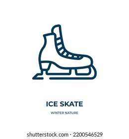Ice skate icon. Linear vector illustration from winter nature collection. Outline ice skate icon vector. Thin line symbol for use on web and mobile apps, logo, print media.