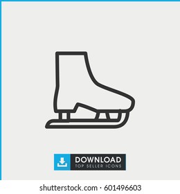 Ice Skate Icon. Simple Outline Ice Skate Vector Icon. On White Background.