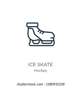 Ice skate icon. Thin linear ice skate outline icon isolated on white background from hockey collection. Line vector sign, symbol for web and mobile