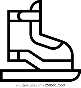 Schlittschuh-Symbol. Dünnes lineares Design einzeln auf weißem Hintergrund