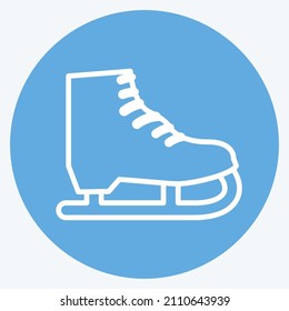 Ice Skate Icon in trendy blue eyes style isolated on soft blue background