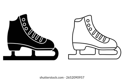 Ice skate icon, vector, silhouette of ice skate symbol, shoue. Ice skates isolated on white background. Vector illustration.