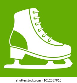 Ice skate icon white isolated on green background. Vector illustration