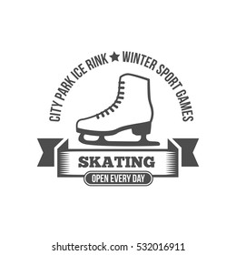 Ice Skate label logotype design. skating boot. Vintage winter sportsd logo design. Monochrome badge.