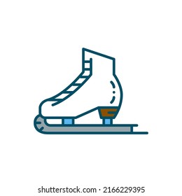 Ice skate line art icon. Winter fun sport entertainment. Pixel perfect, editable stroke