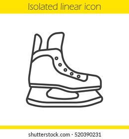 Ice skate linear icon. Thin line illustration. Hockey skate contour symbol. Vector isolated outline drawing