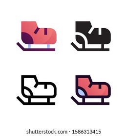 Ice Skate logo icon design in four style. Line, Glyph, Flat Gradient and Color Line style