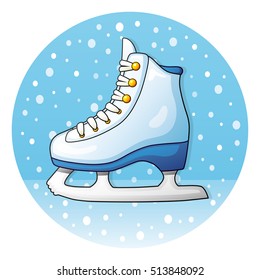 Ice skate on a winter background icon.