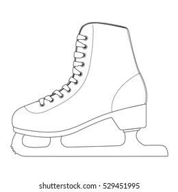 Ice skate. Outline drawing, side view. Vector illustration isolated on white background