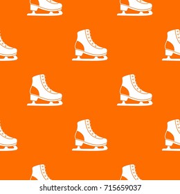 Ice skate pattern repeat seamless in orange color for any design. Vector geometric illustration