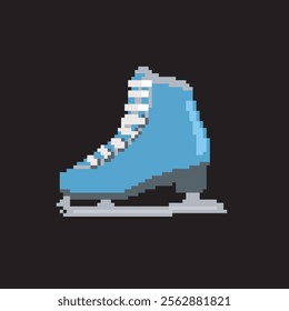 ice skate pixel art, vector illustration on isolated background.