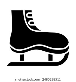 Icono de set de patines de hielo. Bota azul, cuchilla de metal, deportes de invierno, pista de hielo, patinaje artístico, hockey, superficie congelada, deslizamiento.