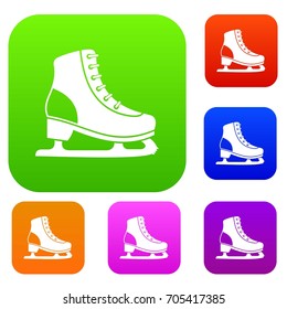 Ice skate set icon in different colors isolated vector illustration. Premium collection