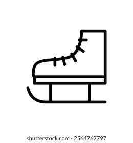 Ice skate shoe icon in thin line style. Vector illustration graphic design  