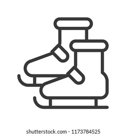 ice skate shoes, Merry Christmas icon set, outline design editable stroke