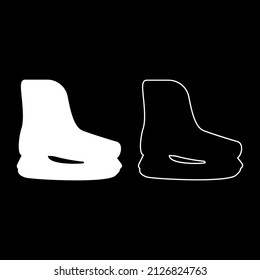 Ice skate sport hockey boot figure skates winter rink equipment footwear set icon white color vector illustration image simple solid fill outline contour line thin flat style