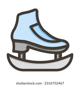 Ice Skate Thick Line Filled Colors For Personal And Commercial Use.
