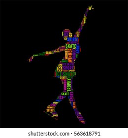 Ice skate Typography word cloud colorful Vector illustration