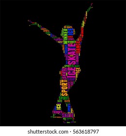 Ice skate Typography word cloud colorful Vector illustration