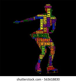Ice skate Typography word cloud colorful Vector illustration