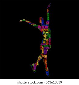 Ice skate Typography word cloud colorful Vector illustration