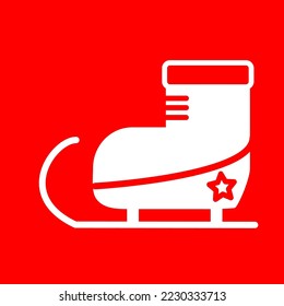 ice skate vector icon isolated on red background, vector illustration
