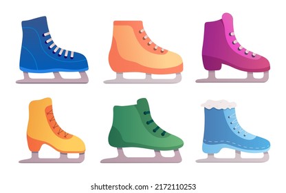 Ice Skate Vector Set. Scates in different colours. Figured uce skating collection.