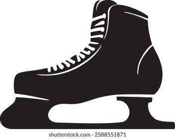 Ice Skate Vector Silhouette, Isolated on White Background