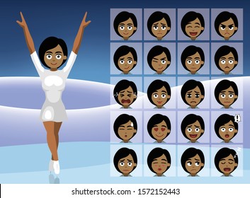 Ice Skater Cartoon Emotion faces Vector Illustration-01