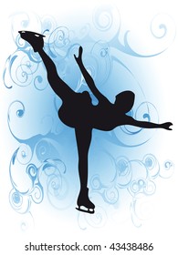 Ice skater girl silhouette as symbol of winter sport