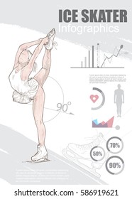 ice skater infographic vector. hand drawn illustration of ice skater player