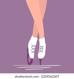 Ice skater legs. Figure skater training. Winter sport and recreation. Flat vector illustration