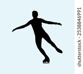 Ice Skater Silhouette Simple Sport Vector