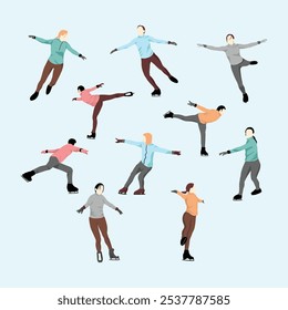 Ice Skater Simple Sport Vector Set